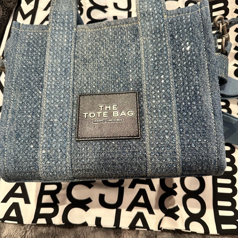 Marc Jacobs Blue Denim Crystal Tote Bag